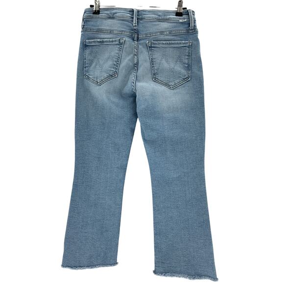 Mother 'Lil' Blue Cotton Insider Frayed Step Hem Crop Skinny Denim Jean Size 29 - Picture 3 of 4